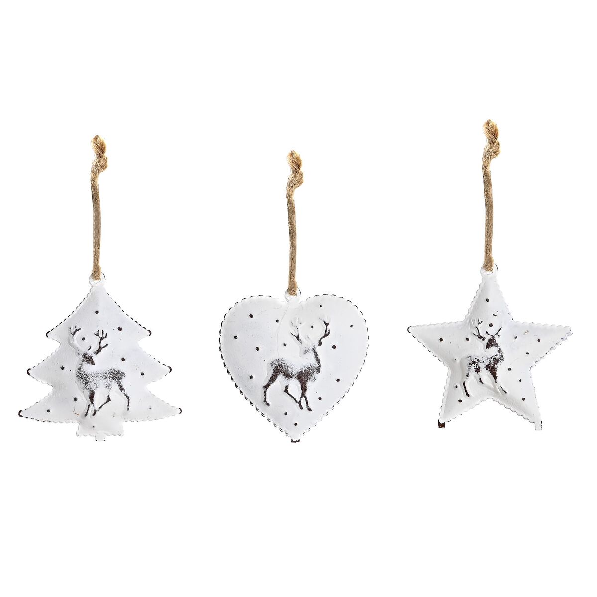 Ensemble Décorations de Noël DKD Home Decor Métal (12 x 12 x 3 cm) (3 Unités)