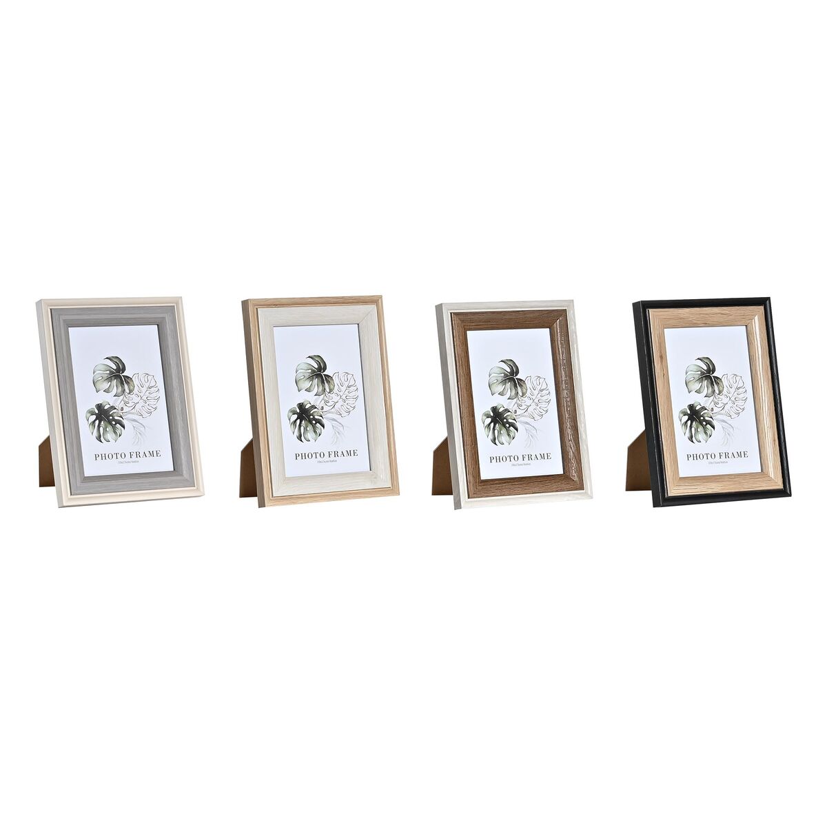 Fotolijsten DKD Home Decor Grijs Beige Bruin Wit Tropisch Hout MDF (15 x 1,5 x 20 cm) (4 Stuks) 