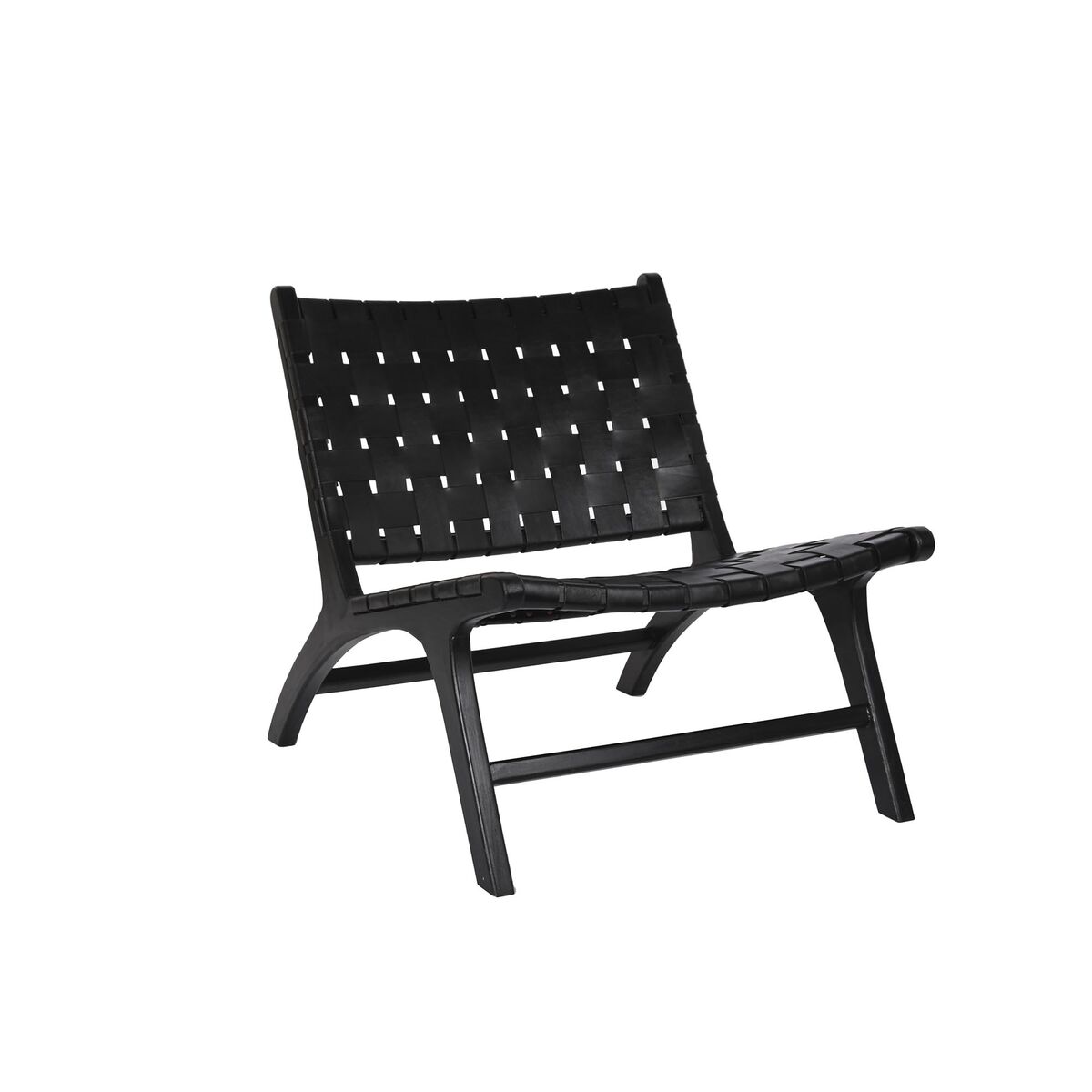 Chaise DKD Home Decor Teck Noir Cuir (65 x 79 x 70 cm)