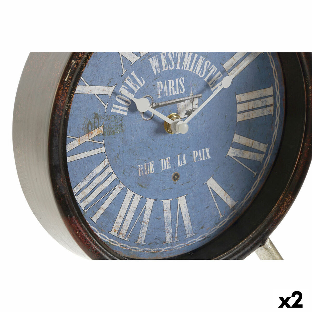 Tafelklok DKD Home Decor Blauw Zwart Vintage (2 Stuks)