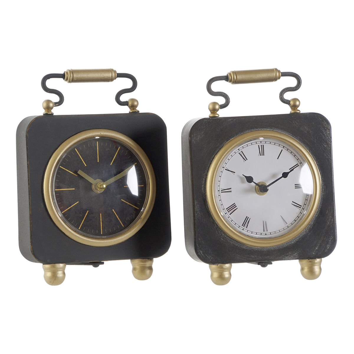 Horloge de table DKD Home Decor 14,5 x 5 x 21 cm Argenté Noir Métal PVC (2 Unités)