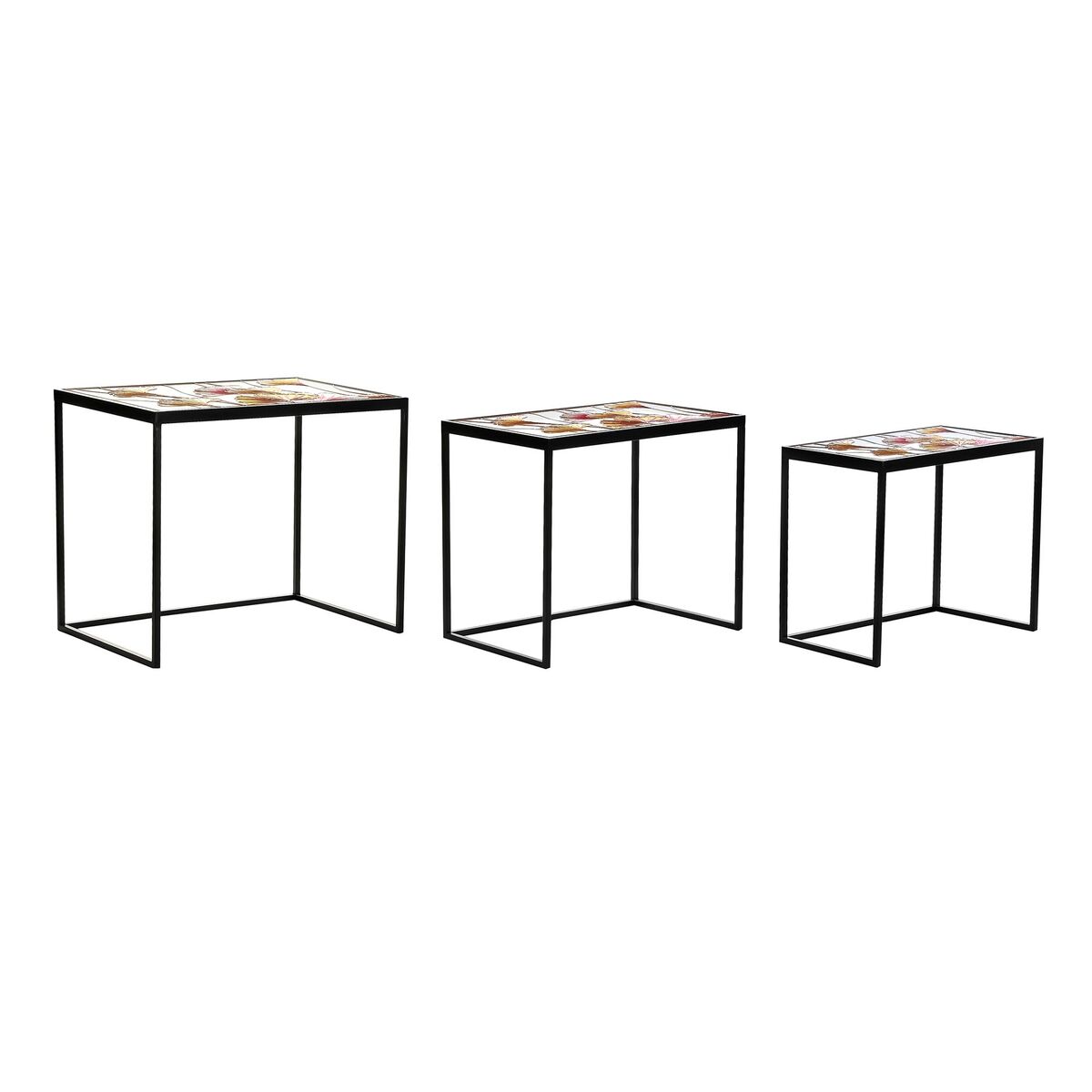 Jeu de 3 tables DKD Home Decor Verre Noir Métal Jaune (60 x 40 x 50 cm)