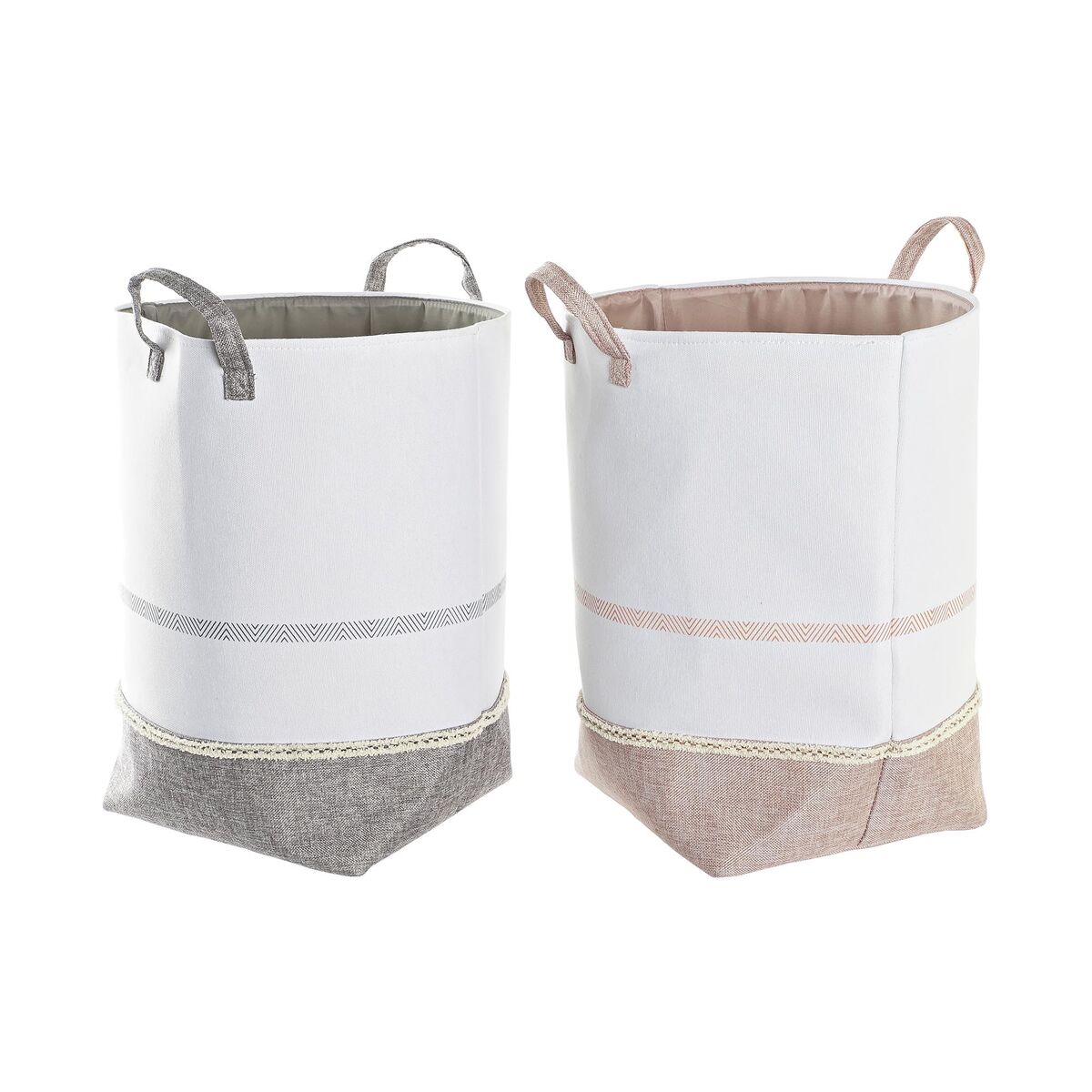 Καλάθι για τα Βρώμικα Ρούχα DKD Home Decor Γκρι Ροζ πολυεστέρας (50 x 30 x 60 cm) (x2)