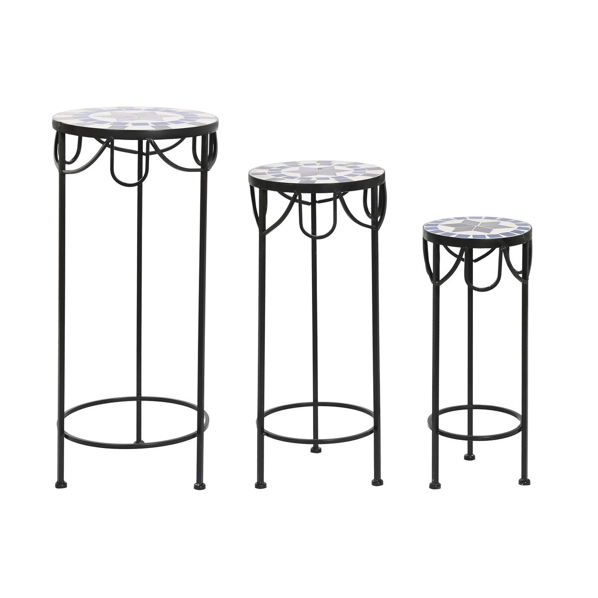 Set of 3 tables DKD Home Decor Black Ceramic Ironwork 30 x 30 x 69 cm (3 Pieces)
