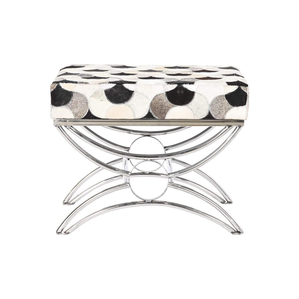Kruk DKD Home Decor 53 x 40 x 43 cm Zilverkleurig Zwart Staal Wit