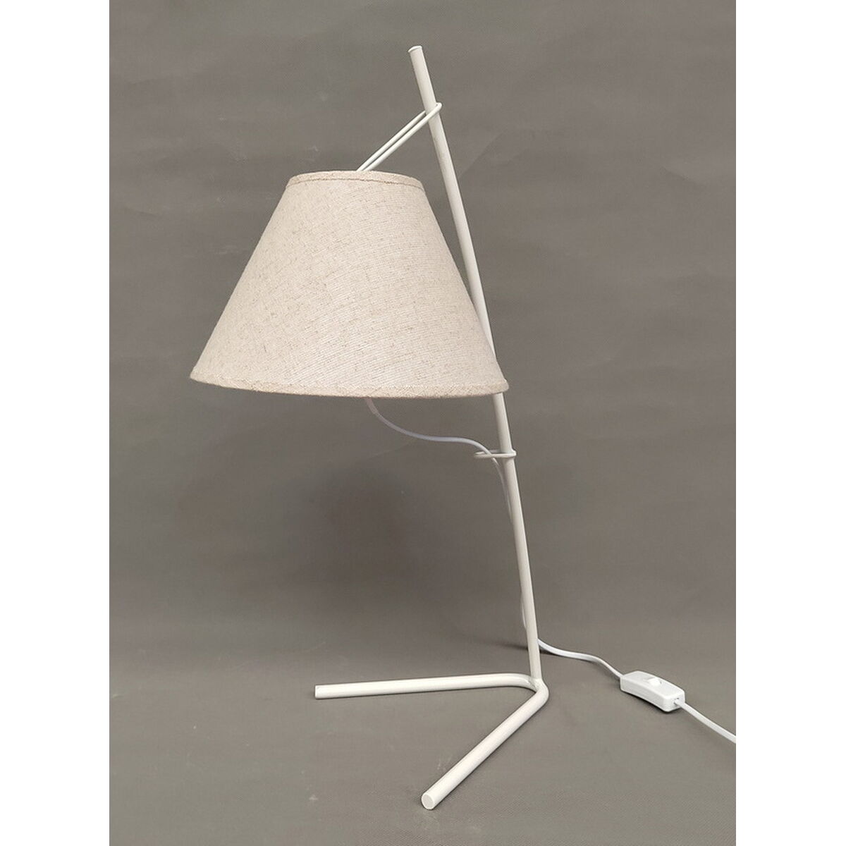 Lampada Da Tavolo Dkd Home Decor Dorato Metallo Lino Bianco 50 W Moderno (25 X 31 X 57 Cm) (2 Unità)