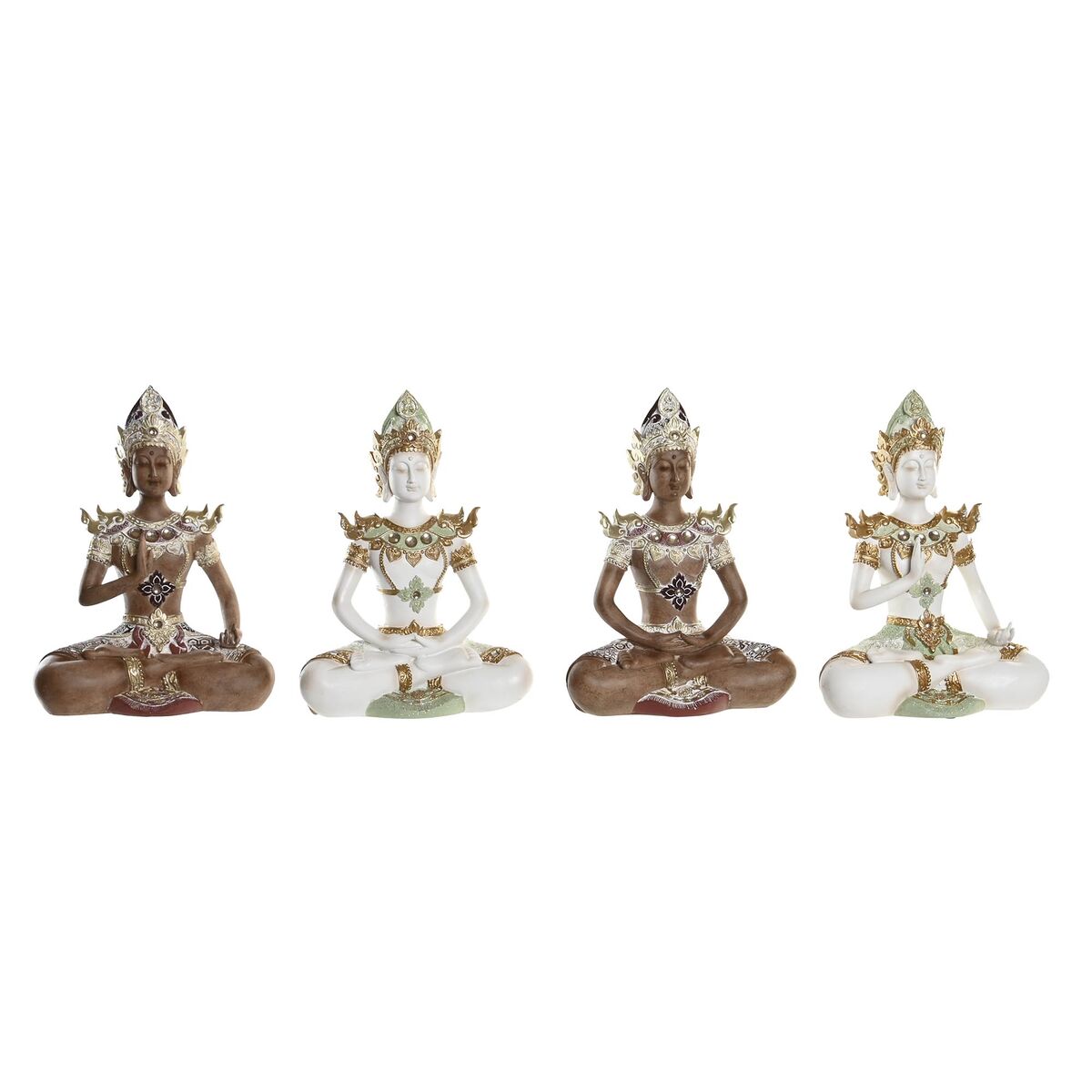 Brun Buddha Dekorativ Figur fra DKD Home Decor - 20,5 x 10,5 x 28,5 cm (Sæt med 4)