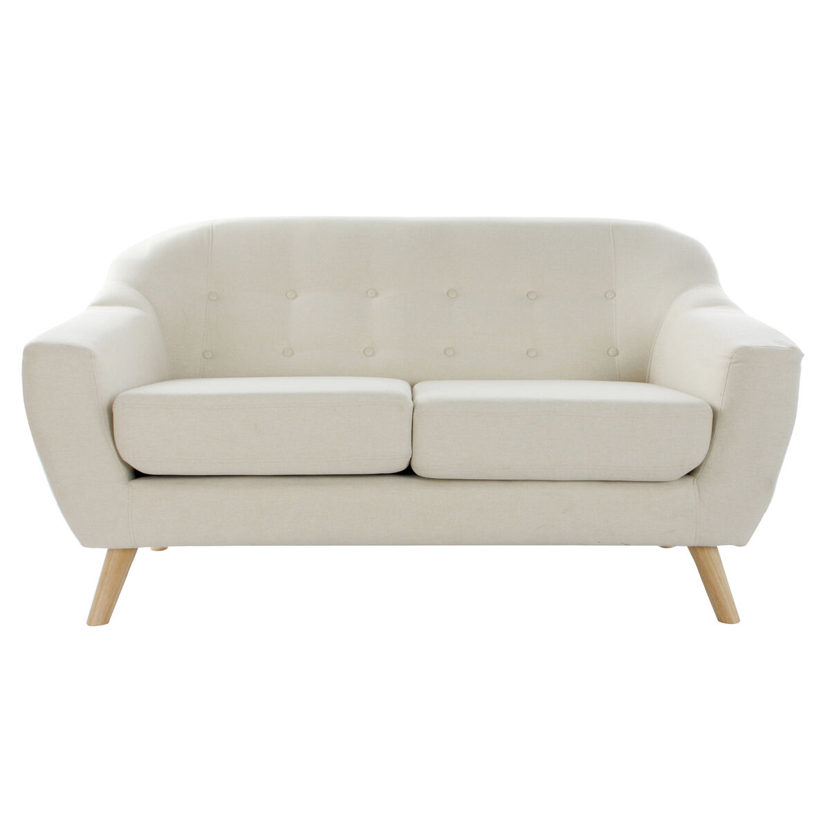 2-personers sofa DKD Home Decor Cream Natural Rubber Wood Plastic Moderne Scandi 146 x 84 x 82 cm