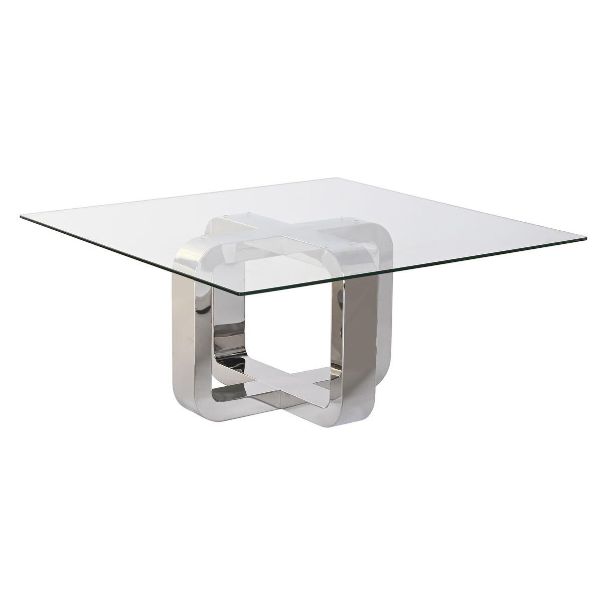 Sofabord DKD Home Decor Sølvfarvet Stål Aluminium Hærdet glas 100 x 100 x 45 cm