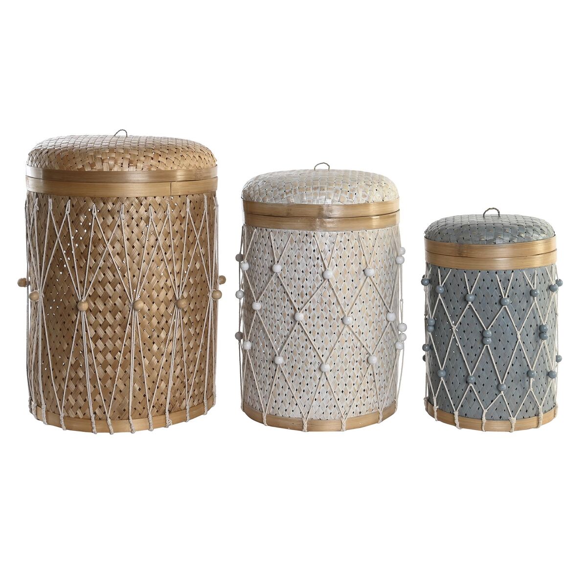 Set de basket DKD Home Decor Coton Bambou Boho (46 x 46 x 58 cm)