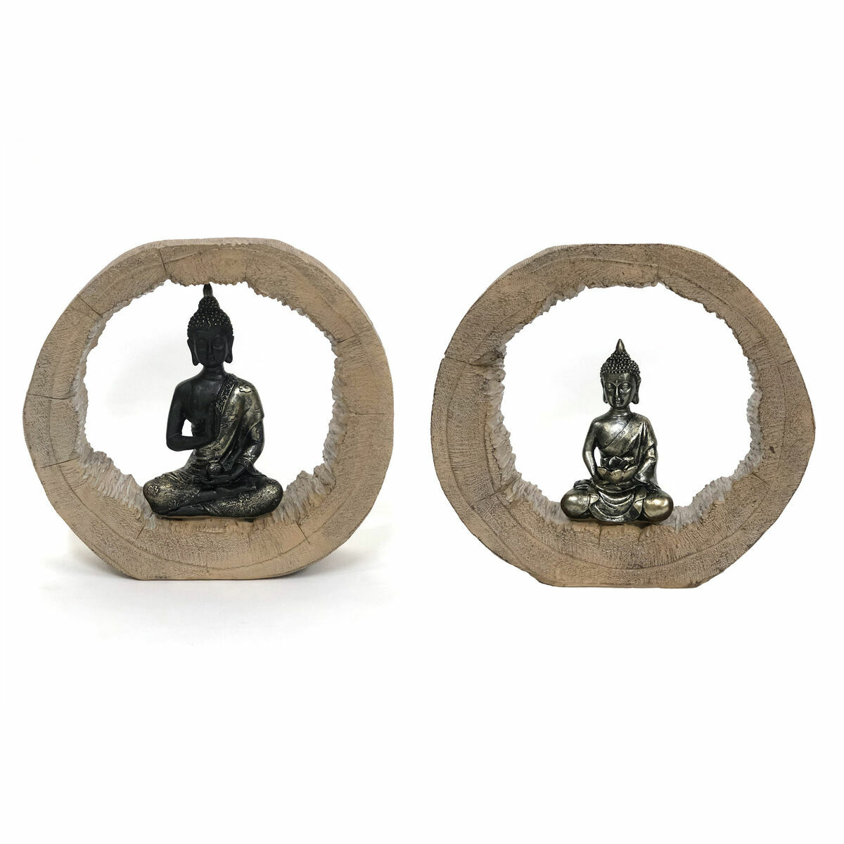 Figurine Décorative DKD Home Decor 20,5 x 6 x 18,5 cm Naturel Noir Buda (2 Unités)
