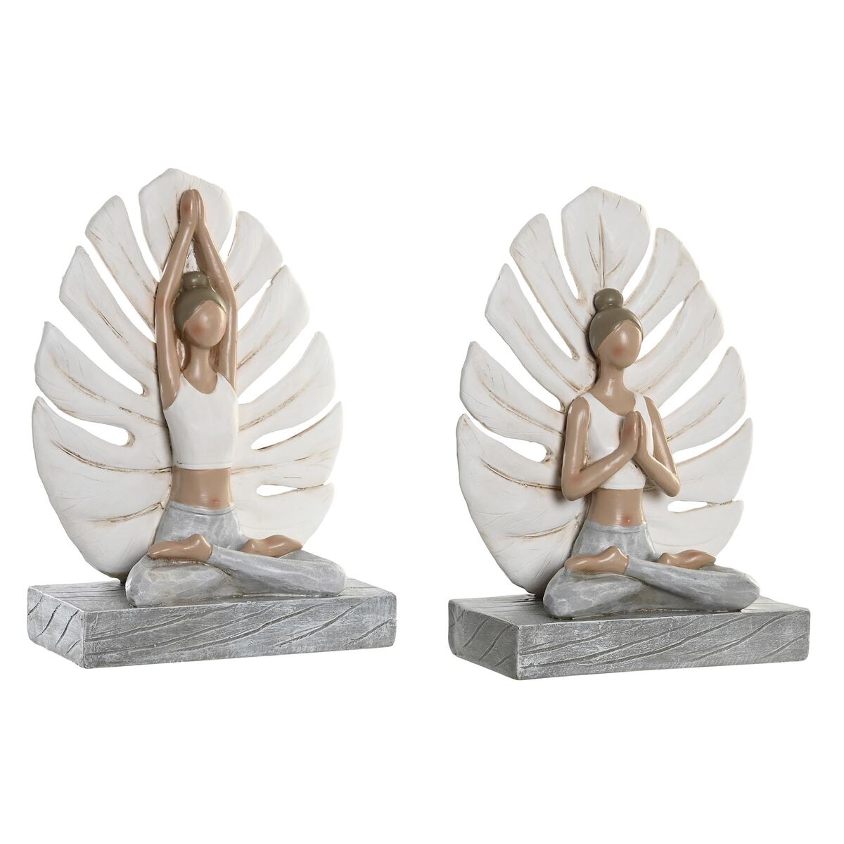 Dekorativ figur DKD Home Decor 16 x 7,5 x 21 cm Grå Hvid Yoga (2 enheder)