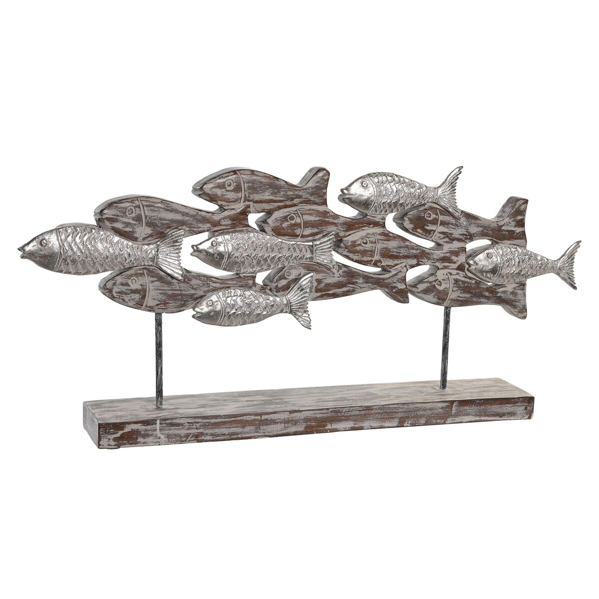 Figurine Décorative DKD Home Decor Finition vieillie Marron Aluminium Bois de manguier Spirales (68 x 9 x 30 cm)