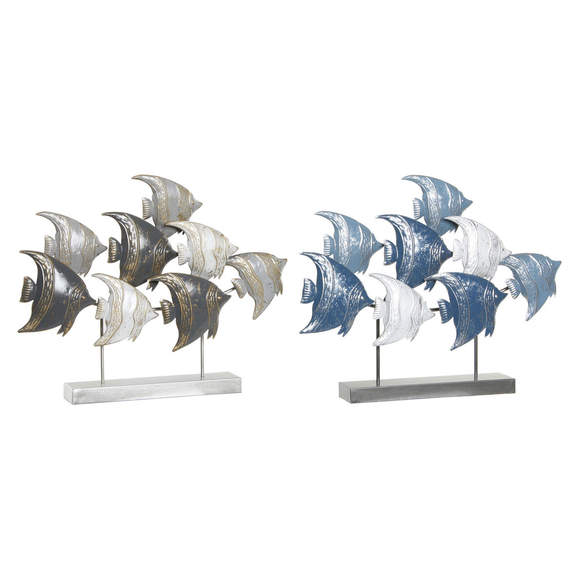 Figurine Décorative DKD Home Decor 56 x 8,3 x 46 cm Bleu Turquoise Blanc Spirales méditerranéen (2 Unités)