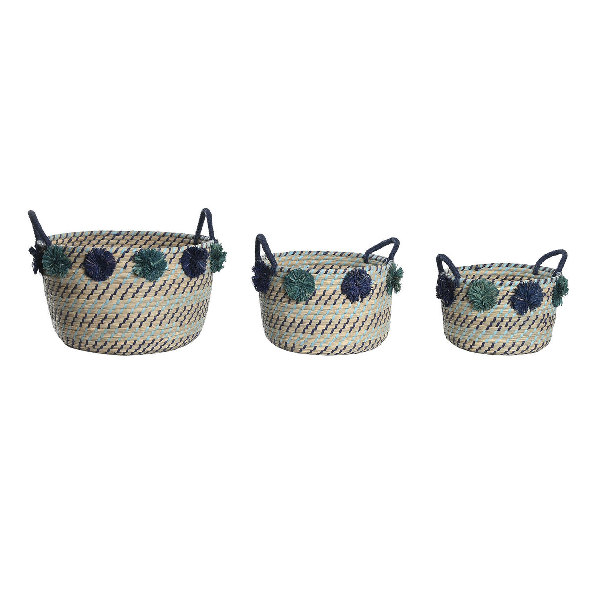 Σετ Καλαθιών DKD Home Decor πολυπροπυλένιο Πομπώματα 46 x 44 x 34 cm