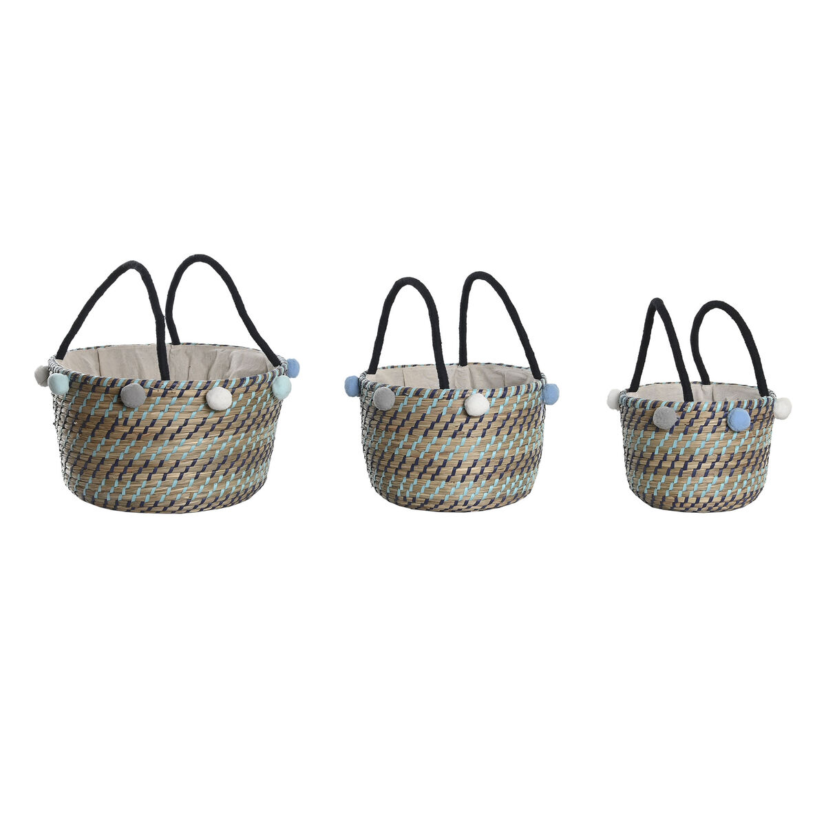 Σετ Καλαθιών DKD Home Decor Πομπώματα 43 x 43 x 43 cm