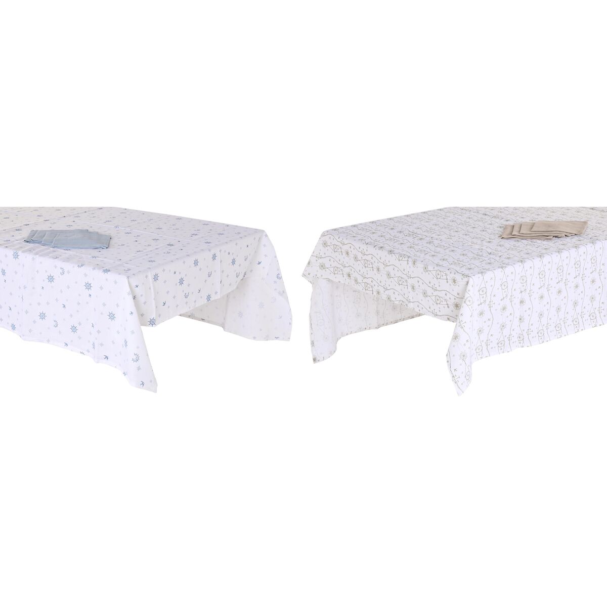 Nappe et serviettes de table DKD Home Decor 150 x 250 x 0,5 cm Bleu Marron Blanc (2 Unités)