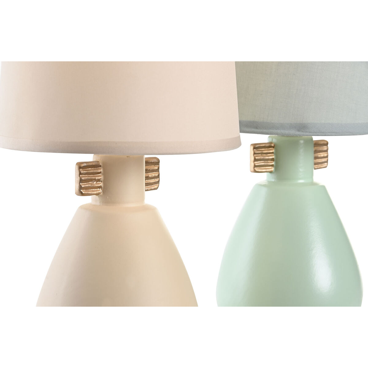 Desk lamp DKD Home Decor Cloth Polyester Green Cream Stoneware 220 V 40 W (2 Units) (16 x 16 x 27 cm)