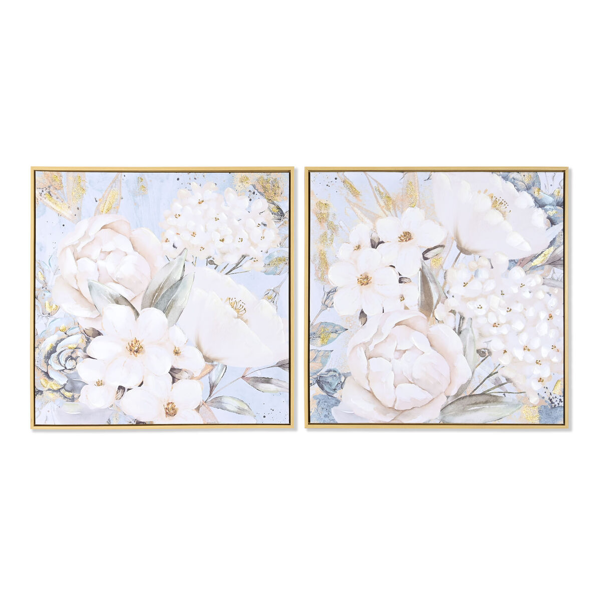 Cadre DKD Home Decor Fleurs Romantique 60 x 3,5 x 60 cm (2 Unités)
