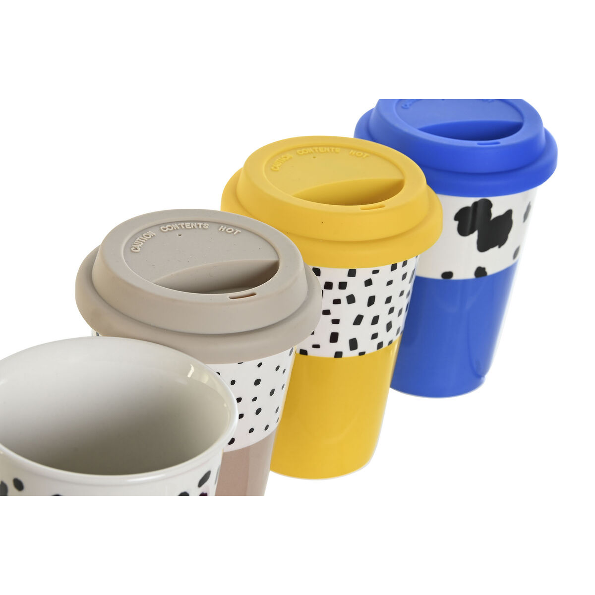 Image secondaire de Tasse avec Couvercle DKD Home Decor Multicouleur animaux Urbaine 400 ml (4 Unités)