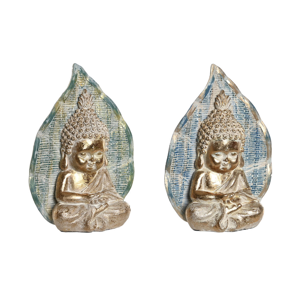 Dekorativ figur DKD Home Decor 12,4 x 5,6 x 17,7 cm Blå Buddha Turkisblå Orientalsk Afklædt (2 enheder)