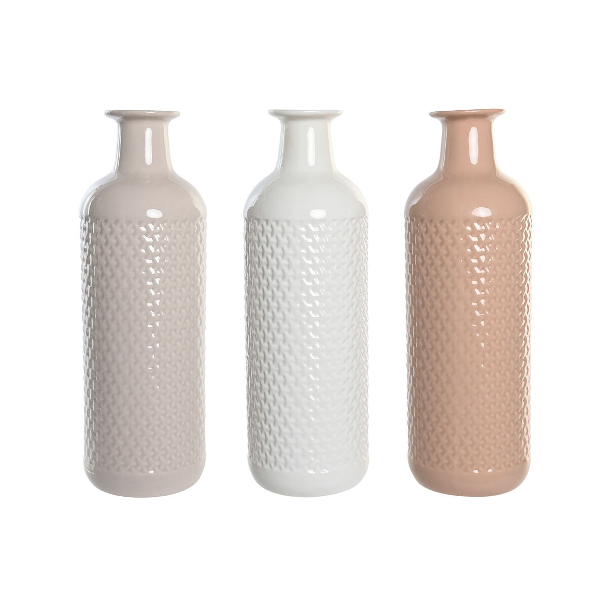 Vase DKD Home Decor Terre cuite Mauve Rose clair Dolomite 13 x 13 x 41 cm (3 Unités)