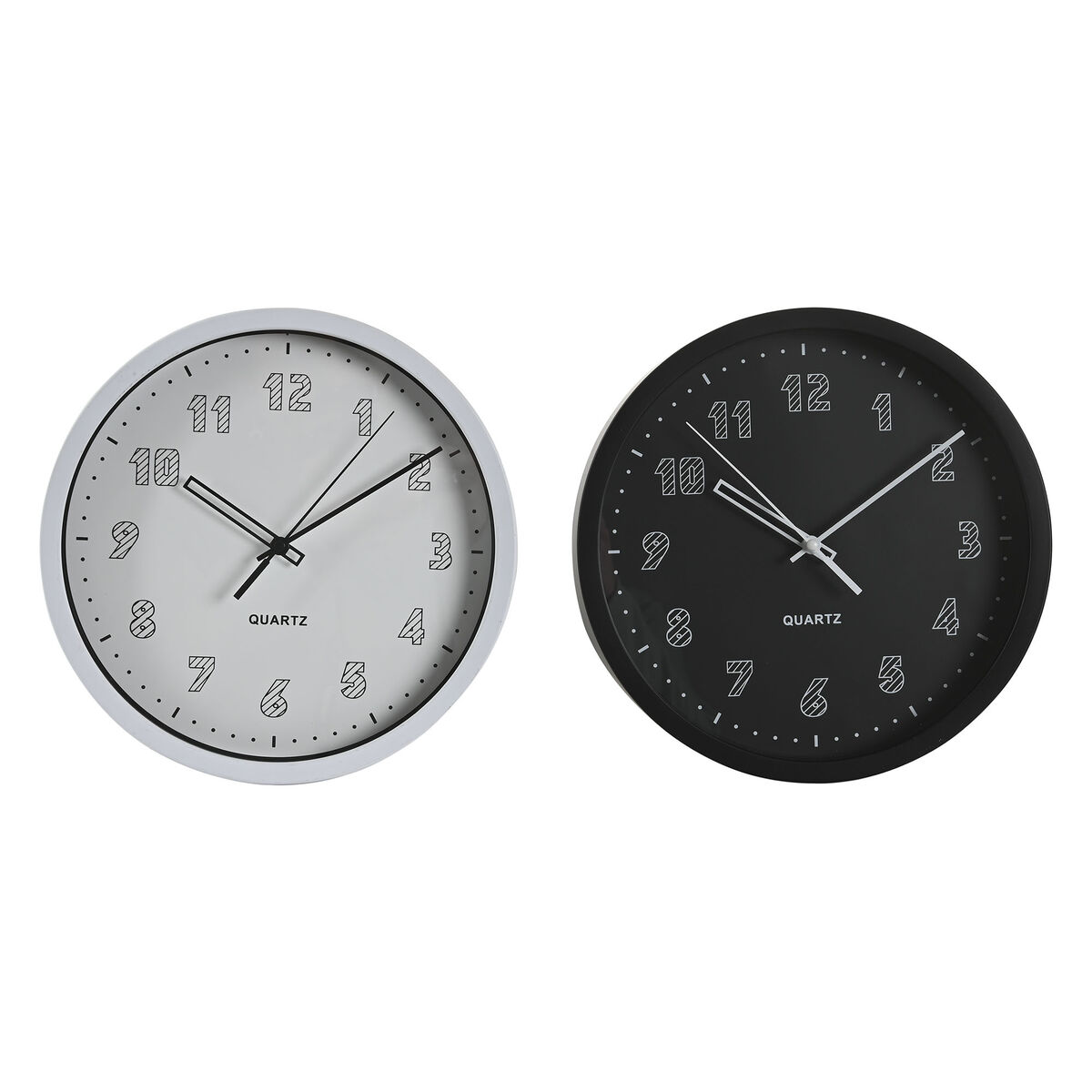 Horloge Murale DKD Home Decor Blanc Noir PVC 25,4 x 4 x 25,4 cm (2 Unités)