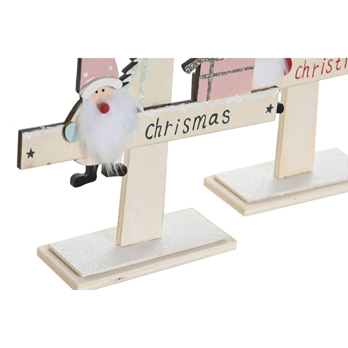 Image secondaire de Sapin de Noël DKD Home Decor Rouge Rose Bois 17,5 x 5 x 38 cm (2 Unités)