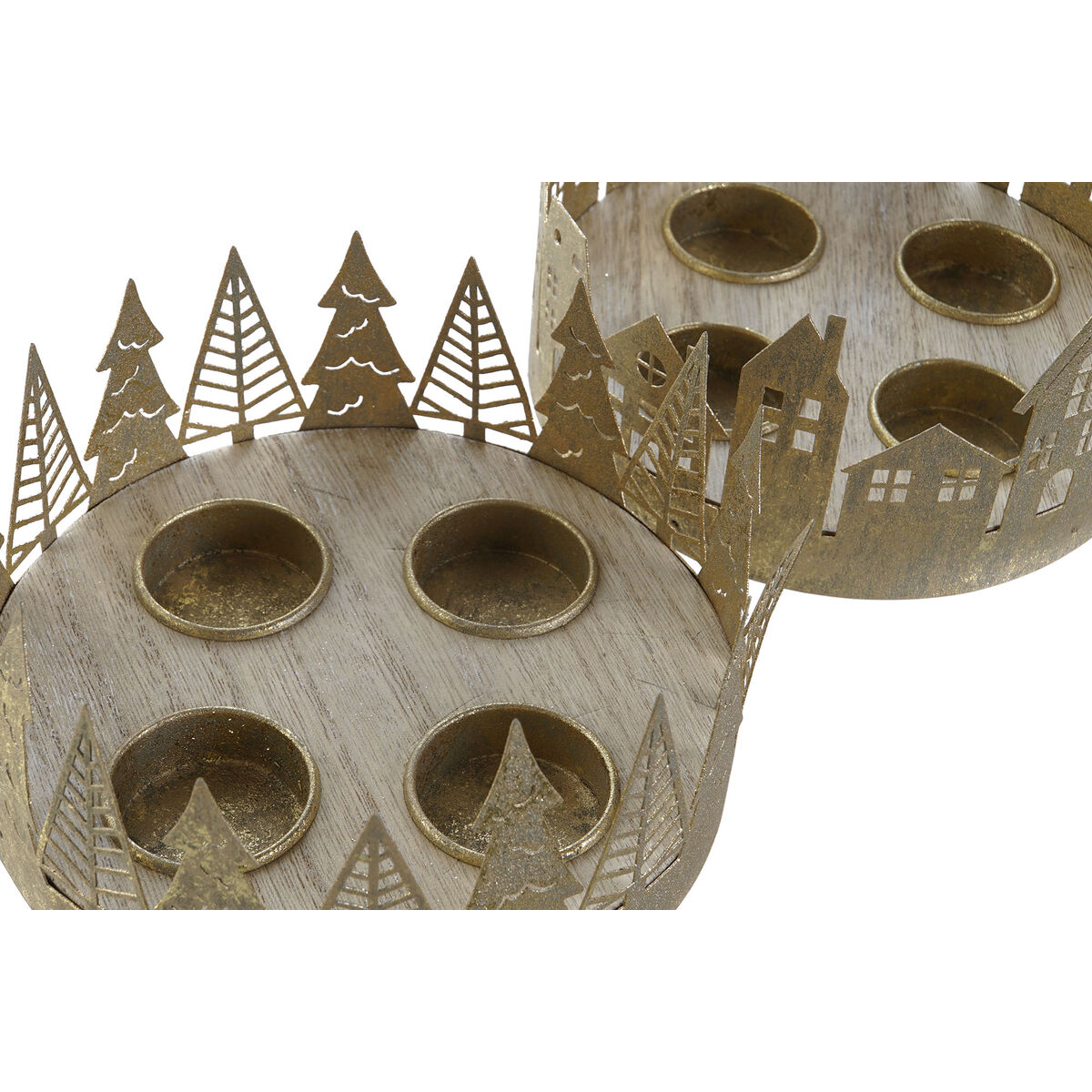 Bougeoir DKD Home Decor Doré Naturel Métal 16,5 x 16,5 x 8,5 cm (2 Unités) – Image 2