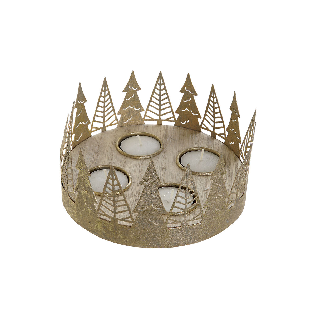 Bougeoir DKD Home Decor Doré Naturel Métal 16,5 x 16,5 x 8,5 cm (2 Unités) – Image 4