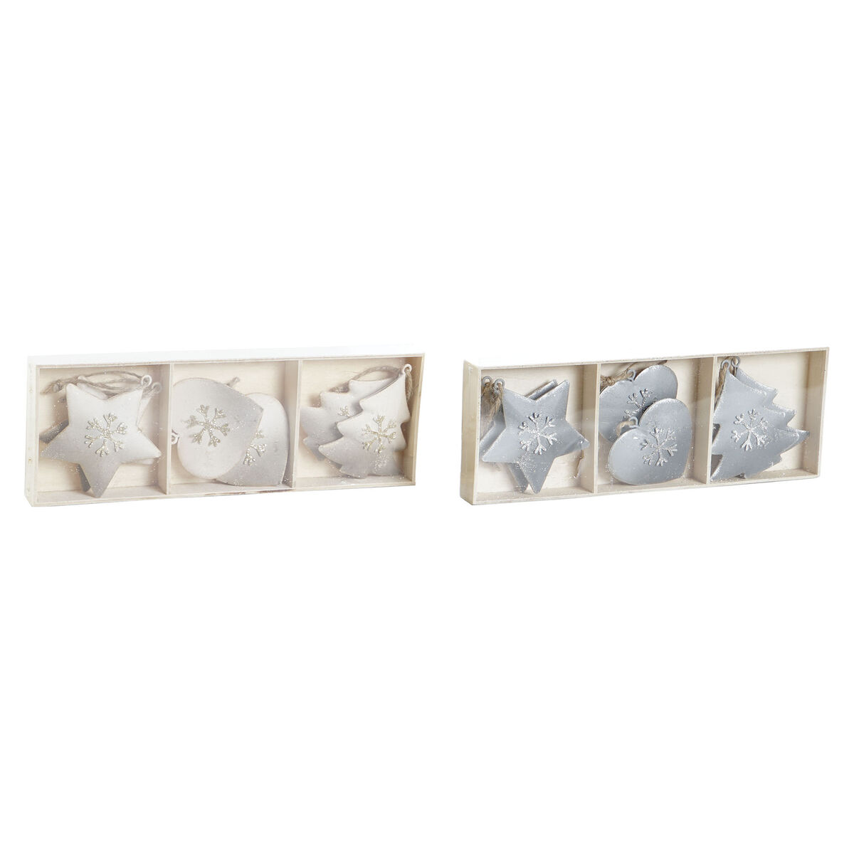 Décoration Suspendue DKD Home Decor Blanc Gris Métal 7 x 2 x 7 cm (6 Pièces) (2 Unités)