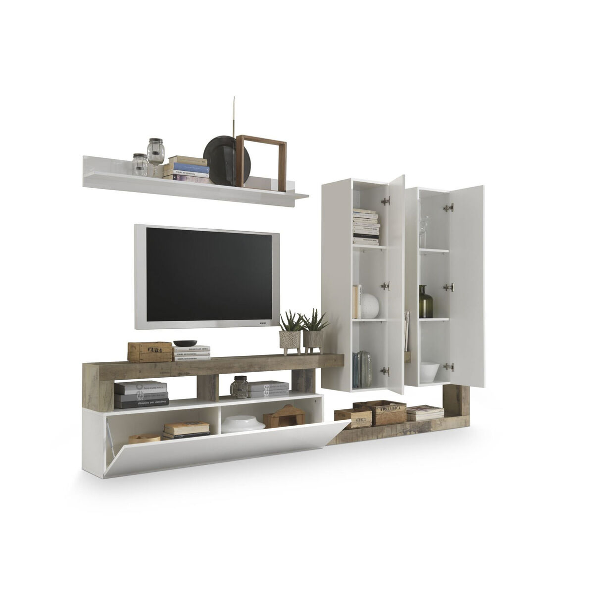 Meubles de télévision DKD Home Decor 277 x 75 x 173 cm Métal Aluminium Blanc Bois MDF