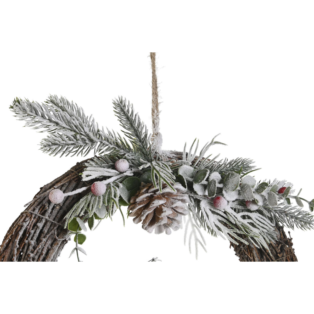Image secondaire de Couronne de Noël DKD Home Decor Naturel osier Ananas Enneigé 32 x 7 x 32 cm (2 Unités)