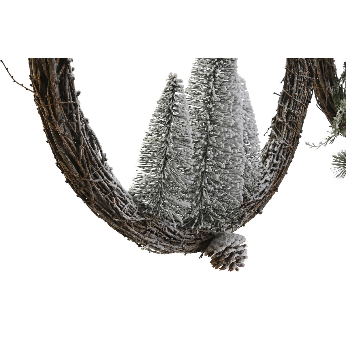 Image secondaire de Couronne de Noël DKD Home Decor Naturel osier Ananas Enneigé 46 x 7 x 46 cm (2 Unités)