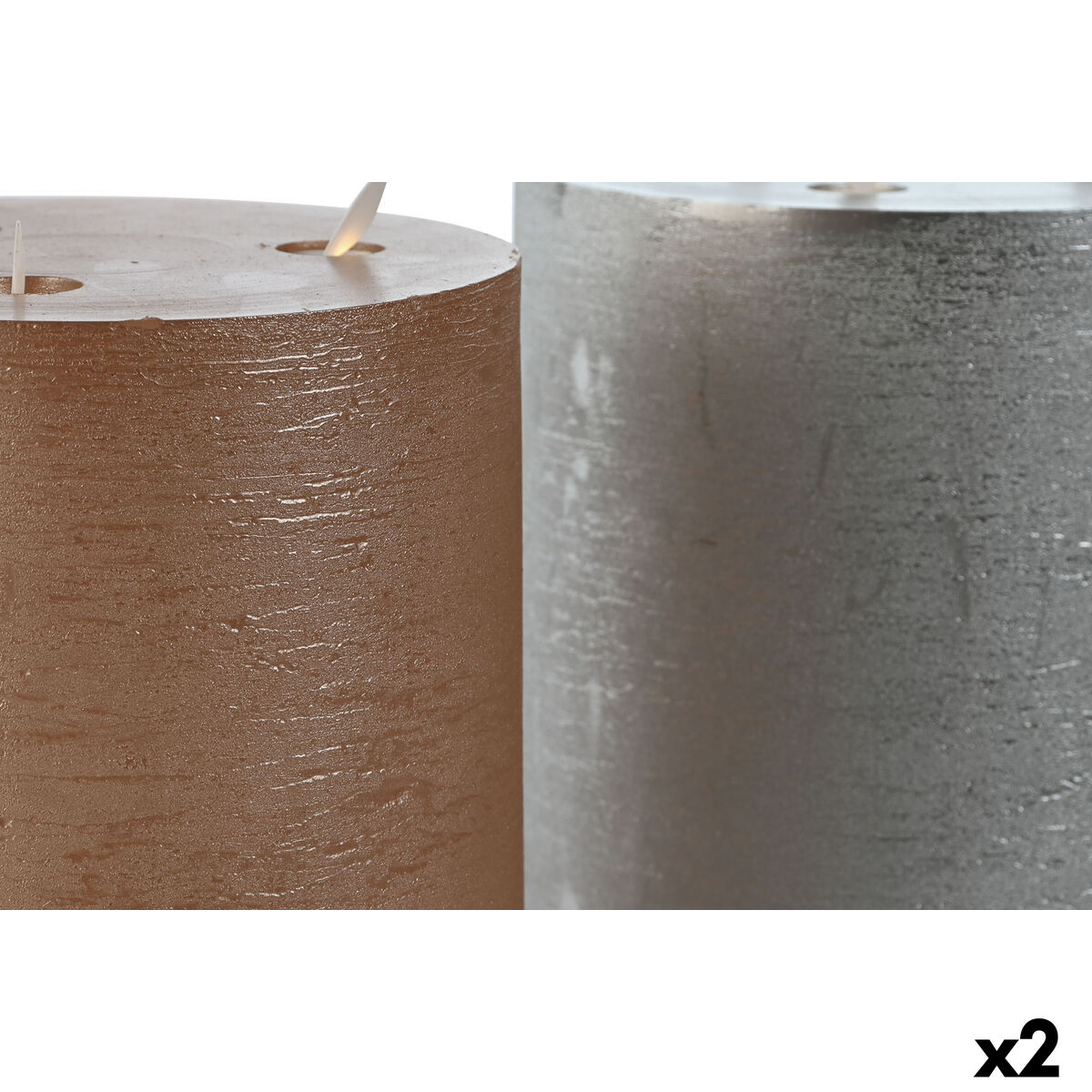 Kaars LED DKD Home Decor Gouden Zilverkleurig 15 x 15 x 20 cm (AA) (2 Stuks)