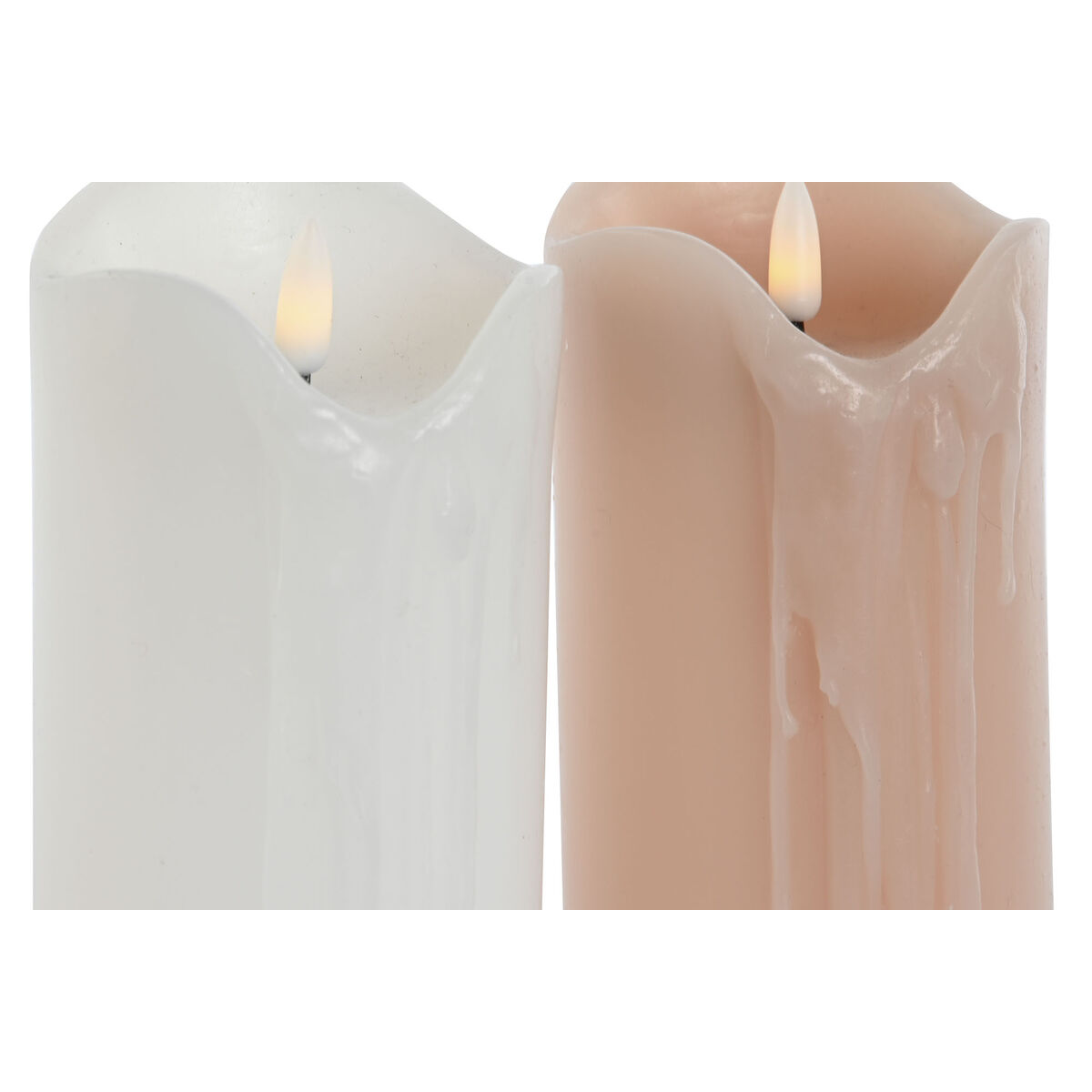 Image secondaire de Bougie LED DKD Home Decor Blanc Rose clair 7.5 x 7.5 x 20 cm 7,5 x 7,5 x 20 cm (AA) (2 Unités)