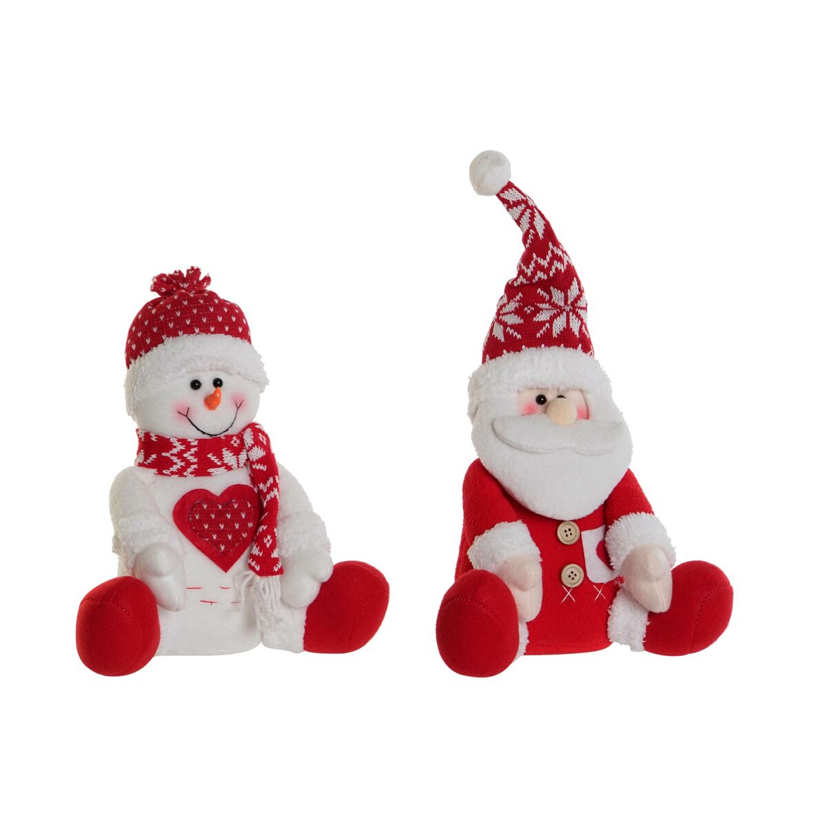 Décorations de Noël DKD Home Decor Blanc Rouge 24 x 14 x 30,5 cm (2 Unités)