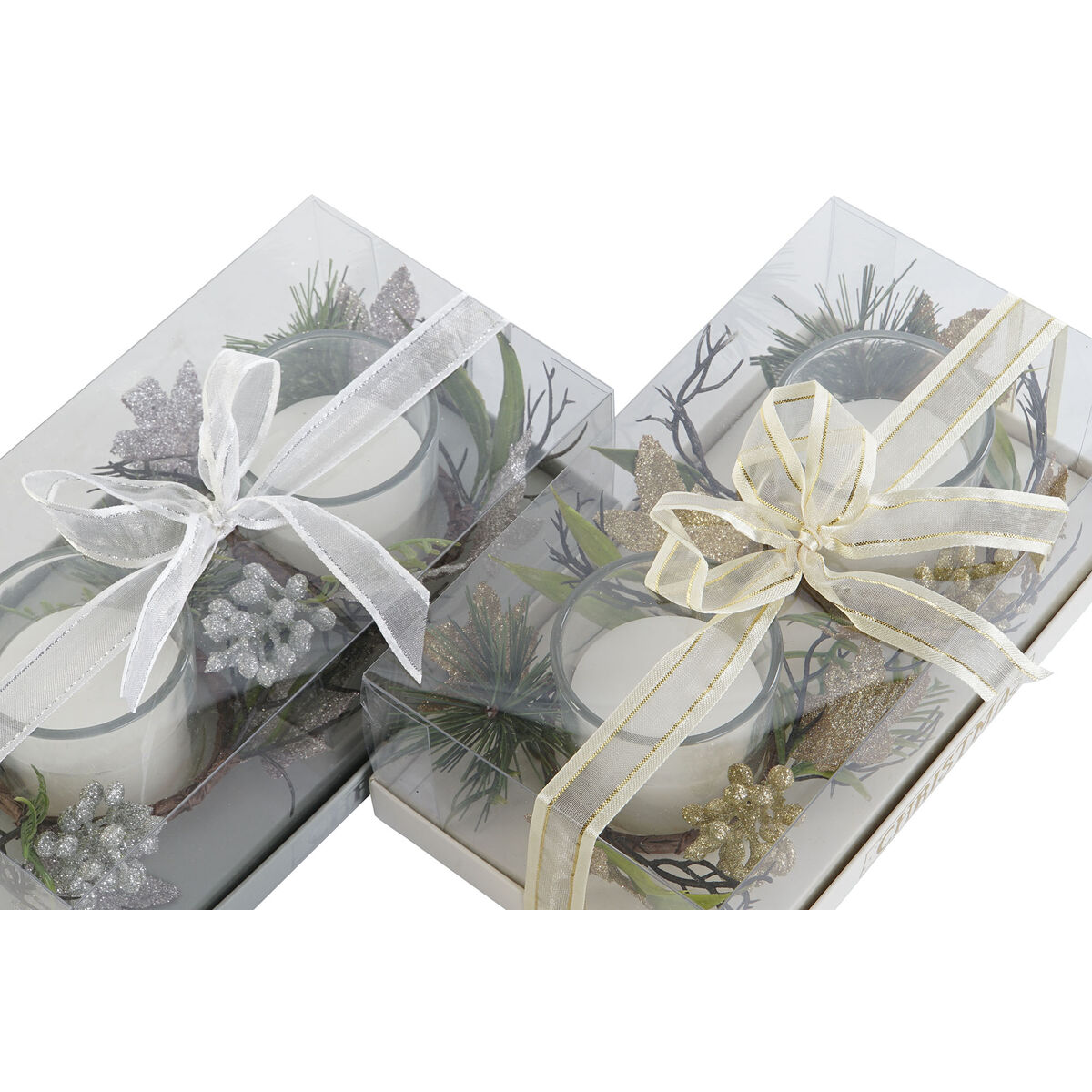 Image secondaire de Chandelles DKD Home Decor Doré Argenté Noël 10 x 10 x 7 cm (2 Unités)