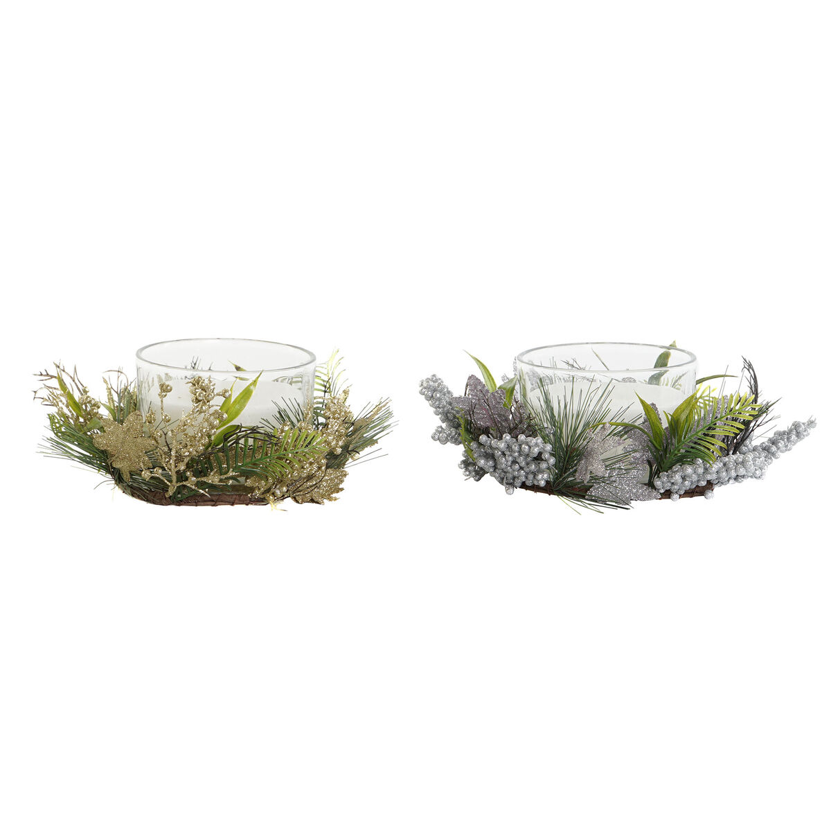 Image secondaire de Bougie DKD Home Decor Doré Argenté Noël 21,5 x 21,5 x 8,5 cm (2 Unités)
