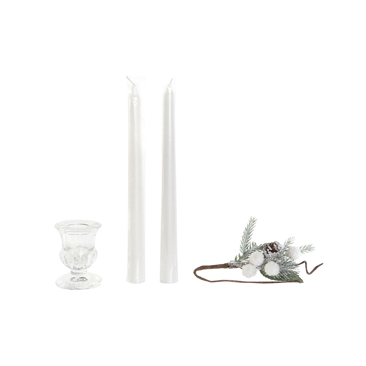 Chandelles DKD Home Decor Blanc Noël 21 x 10 x 5 cm 2 x 2 x 20 cm (4 Pièces)