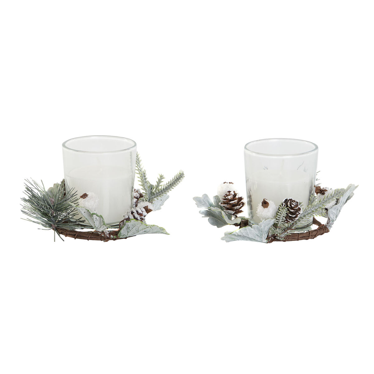 Chandelles DKD Home Decor Blanc Noël 10 x 10 x 7 cm 19 x 10.5 x 7 cm (2 Unités)