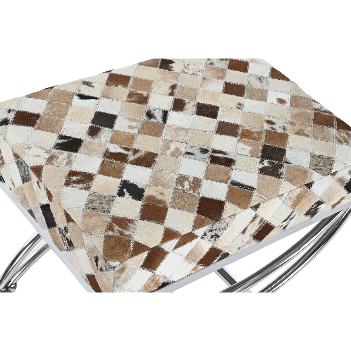 Kruk DKD Home Decor Bruin Beige Zilverkleurig Kameel Staal 53 x 40 x 43 cm