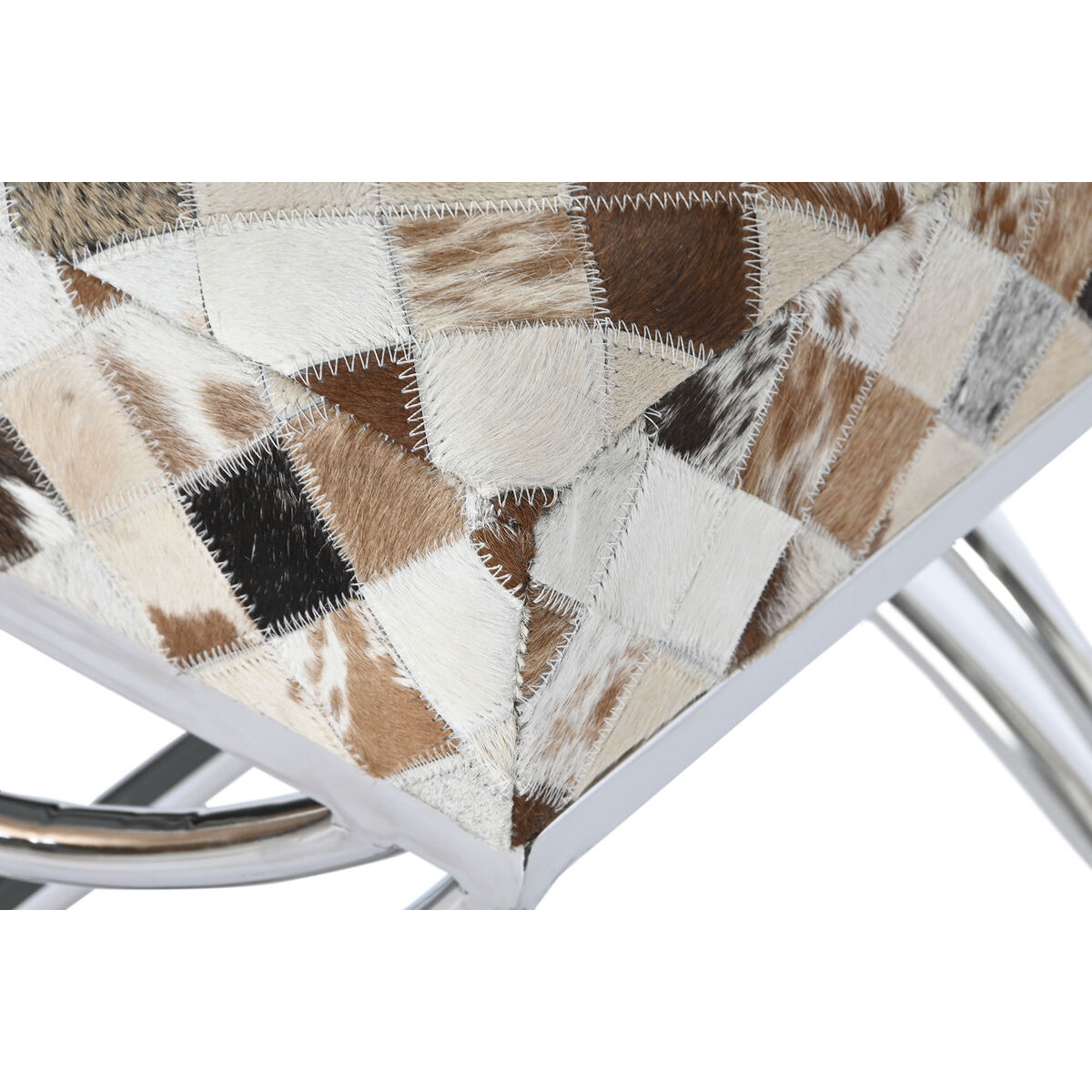 Kruk DKD Home Decor Bruin Beige Zilverkleurig Kameel Staal 53 x 40 x 43 cm