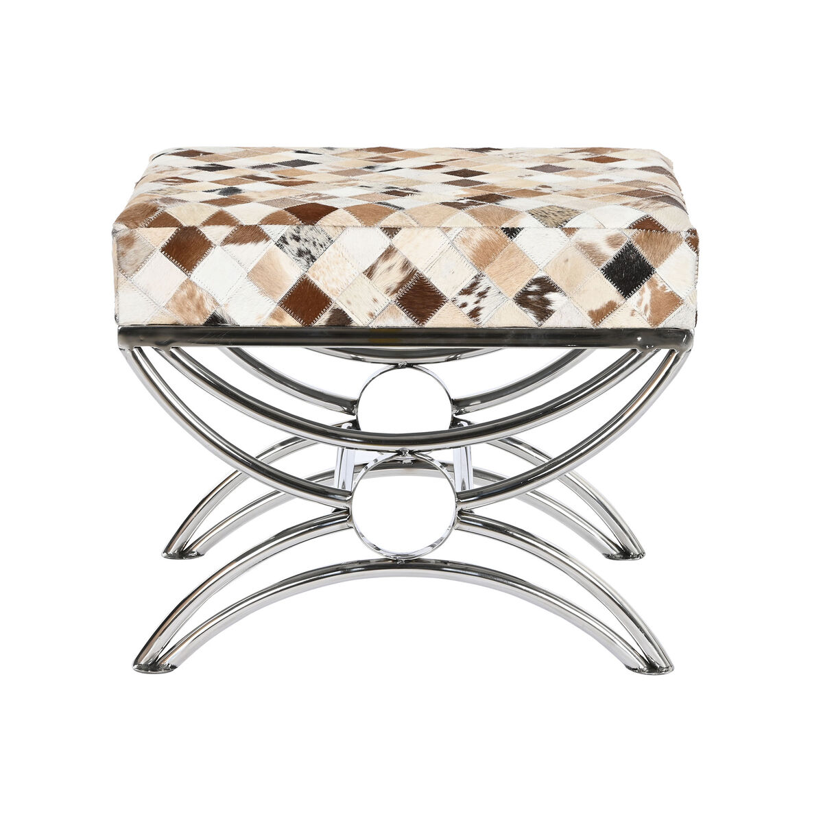 Kruk DKD Home Decor Bruin Beige Zilverkleurig Kameel Staal 53 x 40 x 43 cm