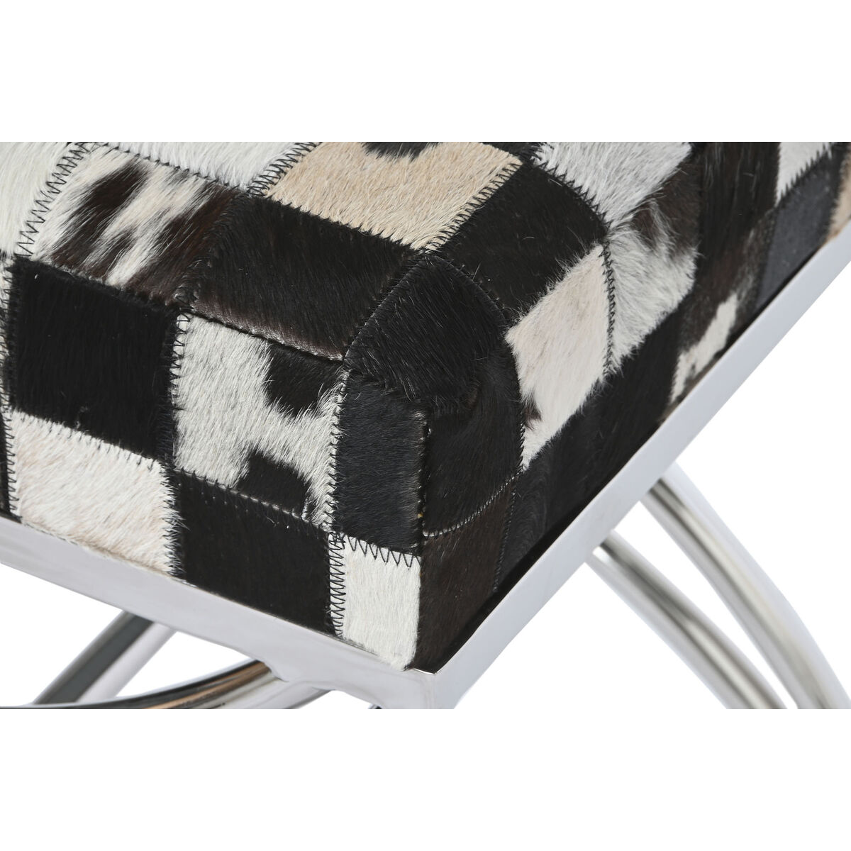 Kruk DKD Home Decor Bruin Crème Zilverkleurig Donkerbruin Staal 53 x 40 x 43 cm