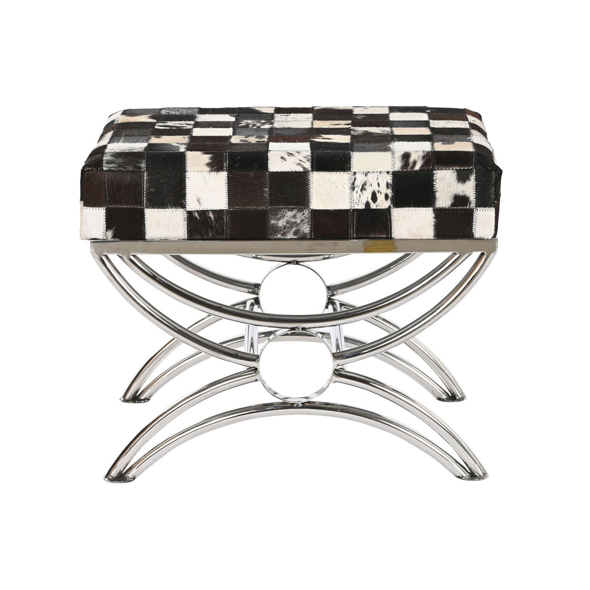 Kruk DKD Home Decor Bruin Crème Zilverkleurig Donkerbruin Staal 53 x 40 x 43 cm