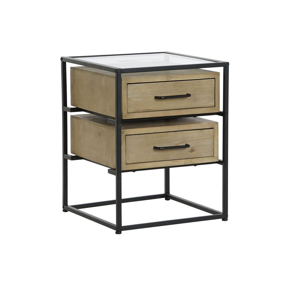 Nightstand DKD Home Decor Black Natural Metal MDF Wood 45 x 45 x 58 cm