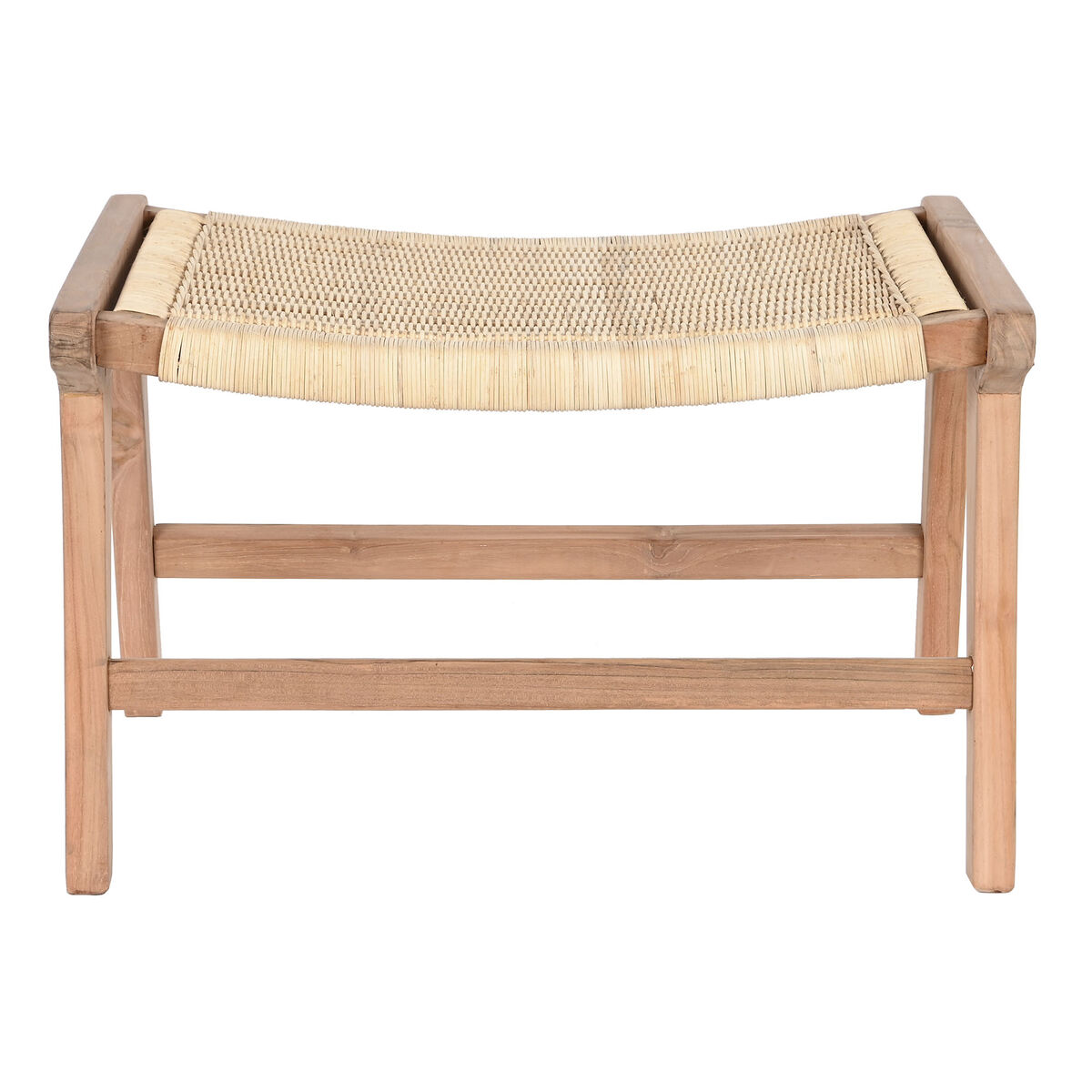 Kruk DKD Home Decor Wit Bruin Beige Teakboom 65 x 47 x 40 cm