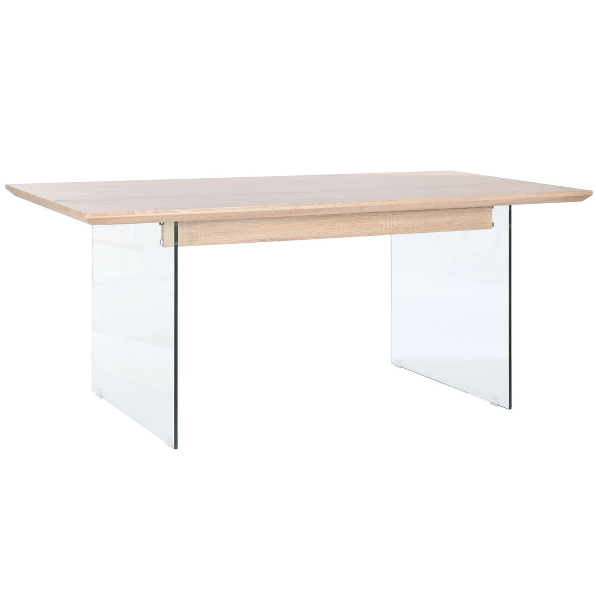 Dining Table DKD Home Decor Transparent Light brown Crystal Walnut MDF Wood 180 x 90 x 76 cm