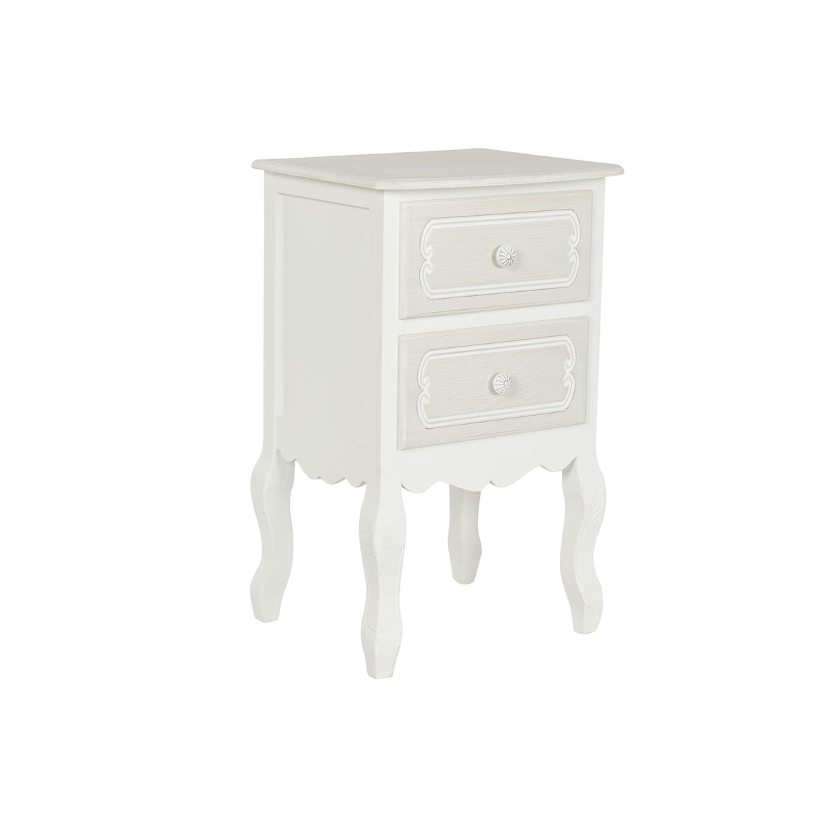 Table de Nuit DKD Home Decor Blanc Marron Clair Bois MDF 40 x 34 x 66 cm